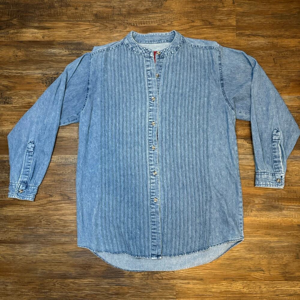 Sunbelt Denim Shirt VINTAGE Pintuck front Size Small or Medium (missing tag) - Picture 2 of 10